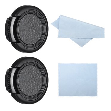 Unique Bargains 28mm Lens Cap, 2 Pack Sides Pinch Snap Camera Lens Cover for Front Lens, Black