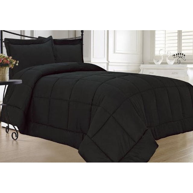 KingLinen Ensemble de Couette 3 Pcs en Alternative au Duvet Grand Noir