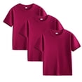 thumbnail image 1 of Plebaso Lot de 3 T-Shirts en Coton pour Enfants, Manches Courtes, Col Rond, Chandails Décontractés Unis Basiques, Hauts pour Unisexe, 1 of 6