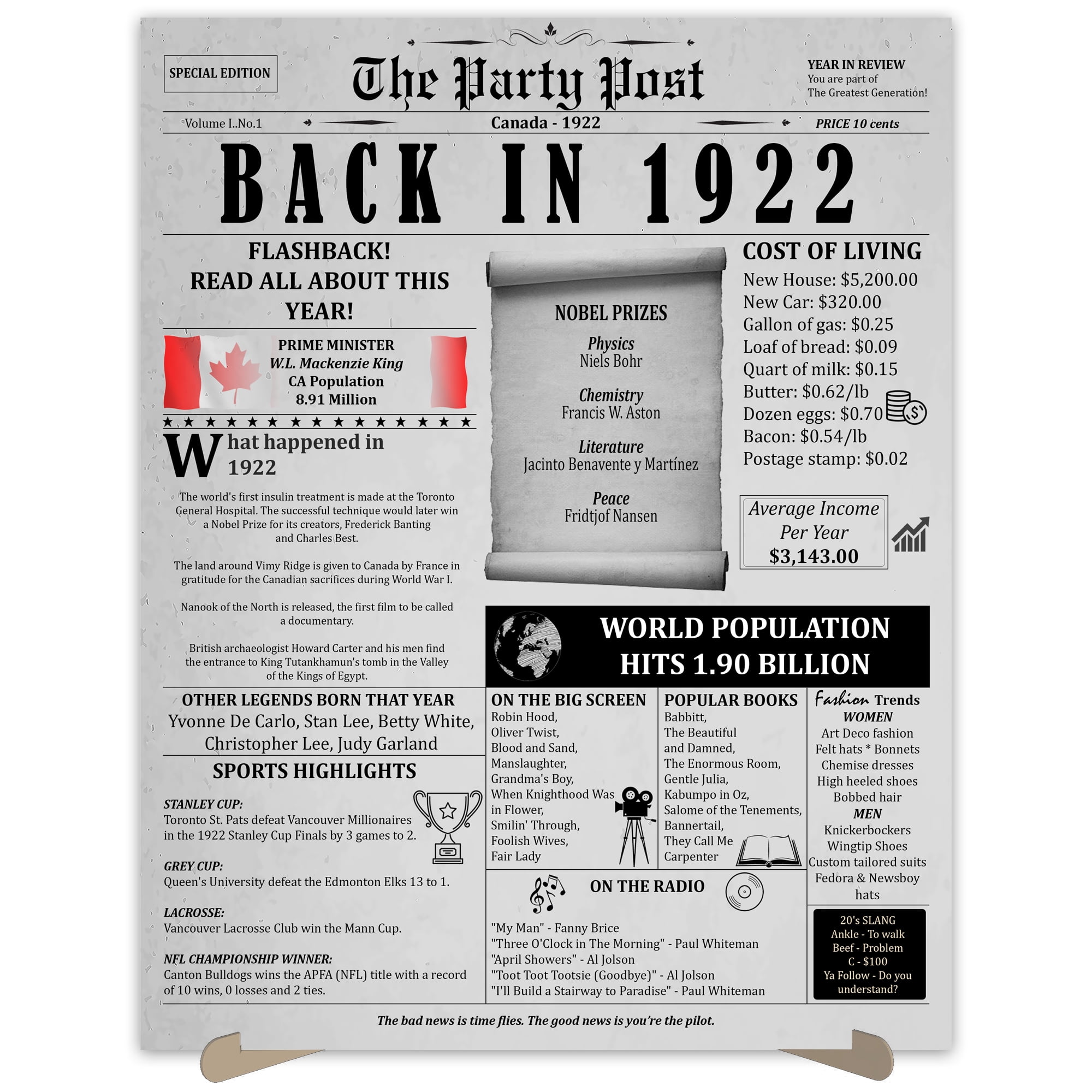 The Party Post Affiche de Décorations de Fête du 102e Anniversaire Née en 1922