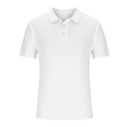 thumbnail image 4 of Men Casual Solid Turndown Pullover Button Short Sleeve Blouse Tops, 4 of 6