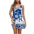 thumbnail image 2 of Ovzne Robes Grande Taille pour Femmes aux Formes Robe pour Femme Robe Décontractée et Tendance pour Femmes Imprimée Col Rond Sans Manches avec Poche Robe Courte Décontractée Robe Maxi Grande Taille Imprimée Liquidation, 2 of 7