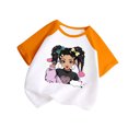 thumbnail image 1 of GDREDA Vêtements Fille Enfant Bébé Filles Mignon Col Rond Manches Courtes Imprimé Manches Raglan Tee Été Décontracté T-Shirt T-Shirts Fille Orange,7-8 Ans, 1 of 3