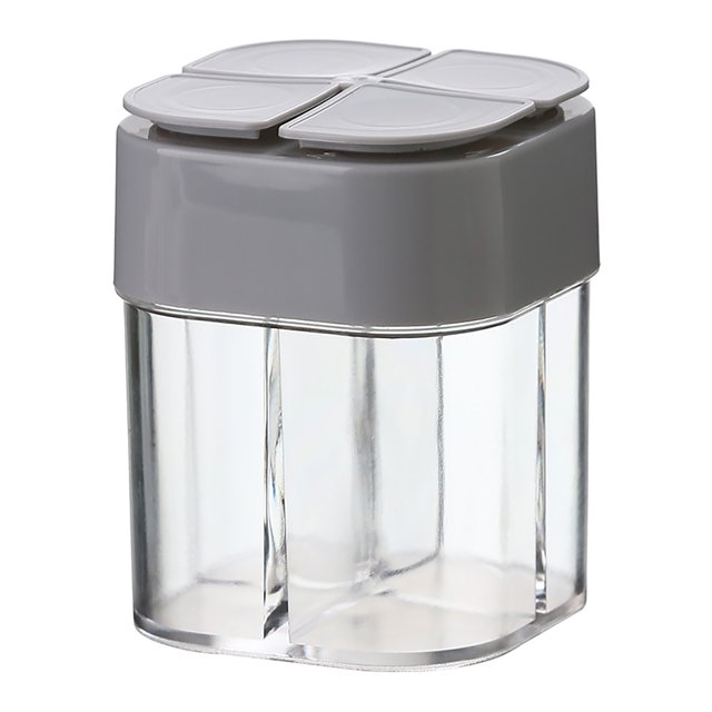 Oleegame 1PC Produce Storage 4 In 1 Seasoning Bottle Plastic Sal Tank Combination Sealing Moisture Proof Gray