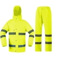 thumbnail image 2 of Sentmoon Ensemble de 2 Pcs Imperméable pour Hommes et Pantalons de Pluie pour Femmes avec Capuche Combinaison de Pluie pour Hommes à Manches Longues Imperméable Réfléchissante Manteau de Pluie Compact pour la Randonnée, le Randonnée et le Quotidien Jaune TG, 2 of 6