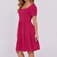 thumbnail image 3 of Ovzne Robes d'Été pour Femmes Robe Unie Robes d'Été Décontractées Sans Manches Pliée à Nouer devant Plissée Mini Robe de Plage Vacances avec Poche Robe d'Été Manches Courtes Transparente, 3 of 6