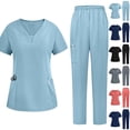thumbnail image 4 of yoeyez Scrubs for Women Set Clearance,Women's Solid Hand Wash Gowns Short Sleeve Nurse'S Workwear Separate Set Suit With Pocket Orange, 4 of 4