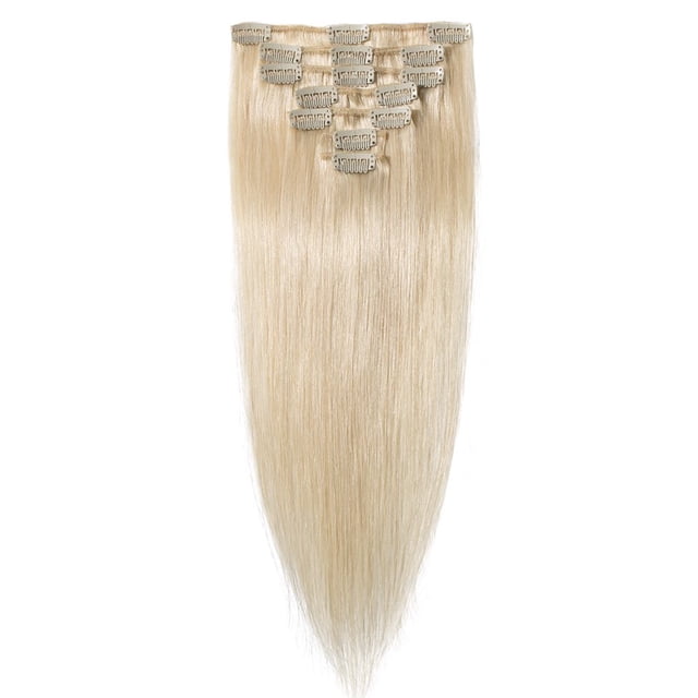 Extensions de Cheveux Humains Remy 100 % à Clip, Cheveux Humains Lisses et Soyeux, 7 Pcs, 15 clips