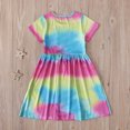 thumbnail image 1 of EGNMCR Robe Sans Manches Col Rond Été Filles Manches Courtes Motif Teinture sur Nœuds Robe Col Rond Robe Fille, 1 of 6