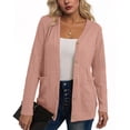 thumbnail image 2 of HAiming Womens Knit Cardigan Long Sleeve Button down V Neck Solid Color Lightweight Sweaters with Pockets, 2 of 4