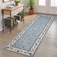 thumbnail image 1 of Garvee 2x6 Modern Bordered Runner Rugs Floral Print Rug, Ultra-Soft Low Pile Non Slip Carpet Washable Stain Resistant Rug for Hallway Kitchen Laundry Bedroom, Grey, 1 of 8