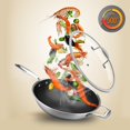 thumbnail image 3 of NutriChef Wok de Cuisson Antiadhésif en Acier Inoxydable de 12 Pouces Poêle à Sauté avec Couvercle, 3 of 6