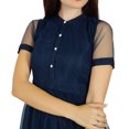 thumbnail image 3 of Bimba Womens Navy Net Shift Dress With Pockets Sheer Pouf Chic Midi Dresses, 3 of 8