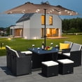 thumbnail image 1 of Costway 15Ft Patio Double-Sided Solar LED Market Umbrella Crank Base Tan, 1 of 9