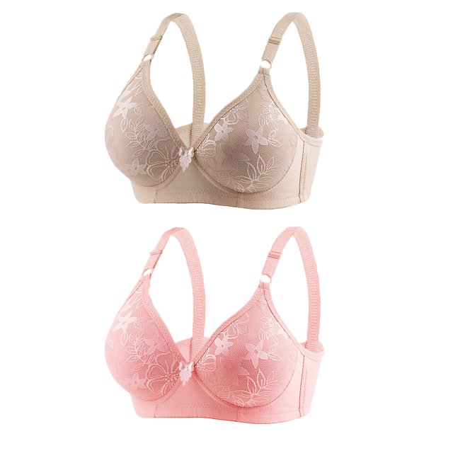 Timegard 2 Pc Bras Summer for Women Adjustable Strap Lace Full Coverage Wirefree Comfortable Everyday Bra