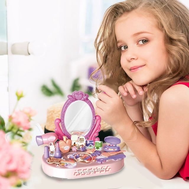 Aodebiao Pretend Play Makeup Toy Set Safe Non-Toxic Role Play Cosmetic Kit for Creative Dress Up Fun Travel Portable Beauty Case Fine Motor Skills Learning Gift