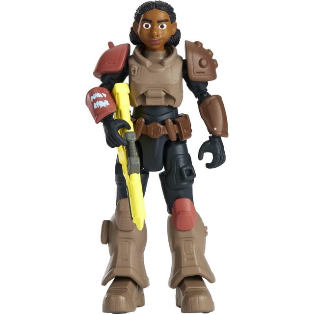 Disney Pixar Lightyear Jr. Zap Patrol Izzy Hawthorne Figurine, une Figurine Articulée de 4,75 Pouces en Brun et Noir Jr. Zap Patrol suit avec Armure Rouge et Brune sur les Épaules, avant-Bras et Jambes, Tenant un Accessoire Zap Super Stinger Jaune, Idéale pour Recréer des Scènes de Bataille Spatiale et l'Exposition avec d'Autres Jouets Lightyear.
