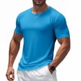 thumbnail image 4 of Viluyesy Mens Short Sleeve Tee Summer Gym Quick Dry Roundneck Realxed Fit Muscle Elastic Short Sleeve Light Blue M, 4 of 9