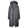 thumbnail image 4 of PEZHADA Économies d'Automne Chandail à Capuchon à Fermeture à Glissière Décontracté pour Femme Veste Mi-Longue Peluche Insert Sac Chandail à Fermeture Éclair Chandail à Capuchon à Cordon avec Poche Gris Foncé, 4 of 5