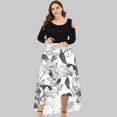thumbnail image 1 of LSLJS Plus Size Women Sexy Col Rond hors Épaule Floral Imprimé Sans Bretelles Gradient Épissage Pull Manches Longues Ourlet Irrégulier, Robes de Cocktail Soirée for Women, 1 of 4