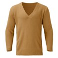 thumbnail image 1 of MIASHUI Men's Fall Winter Pullover V-Neck Solid Color Cardigan Knit Shirt Jacket Long Sleeve Comfort Khaki,XXL, 1 of 5