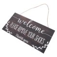 thumbnail image 1 of 1Pack Farmhouse Style Wooden Hanging Sign Light Brown for Home Decor Take Shoes Off Signs, 1 of 8