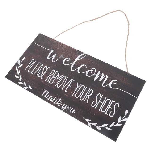 1Pack Farmhouse Style Wooden Hanging Sign Light Brown for Home Decor Take Shoes Off Signs
