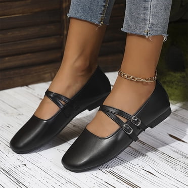 YOUYEDIAN Chaussures Mary Jane Femmes Nouvelles Ballerines Habillées à Enfiler Chaussures pour Femmes Antidérapantes Chaussures Confortables pour Décontracté Formel Travail École Bureau Marche (Noir)