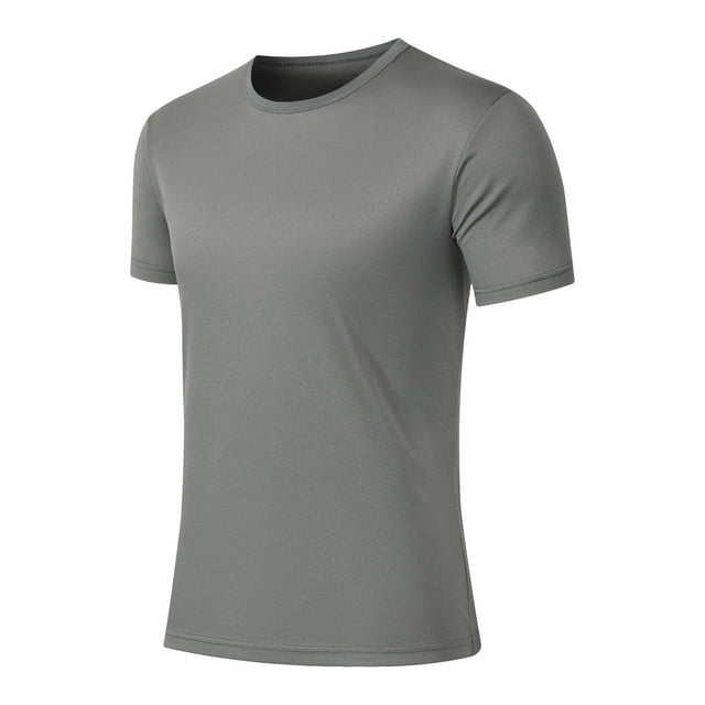 Pisexur T Shirts for Man , Hommes Mode Décontractée Couleur Unie Col Rond Course Exercice et Entraînement Physique Manches Courtes Haut Gris Foncé,4TG Chemises de Golf Hommes & Chemises Hommes
