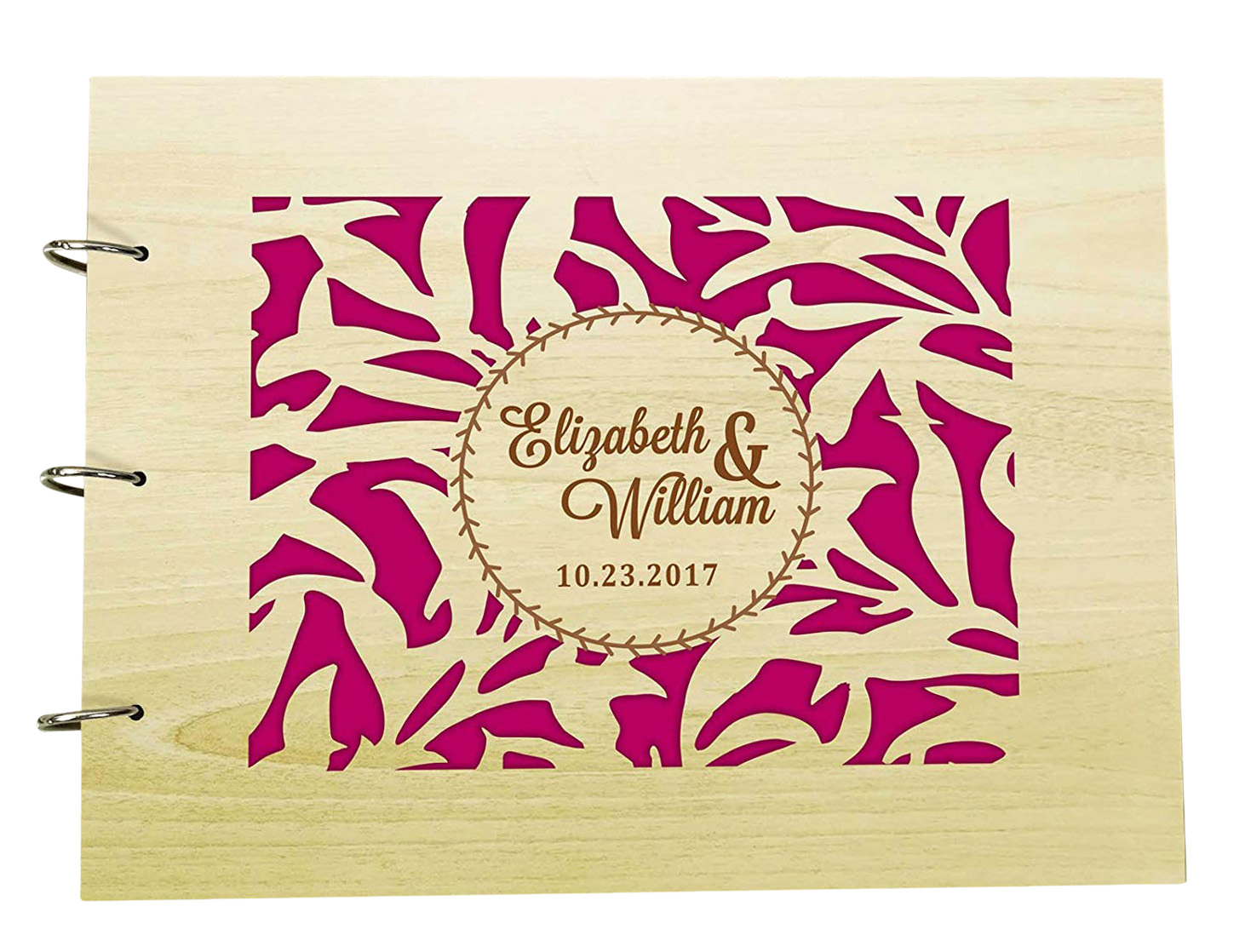Personalized Wedding Guest Book Wood Engraved Bride & Groom Unique Design Advice Book