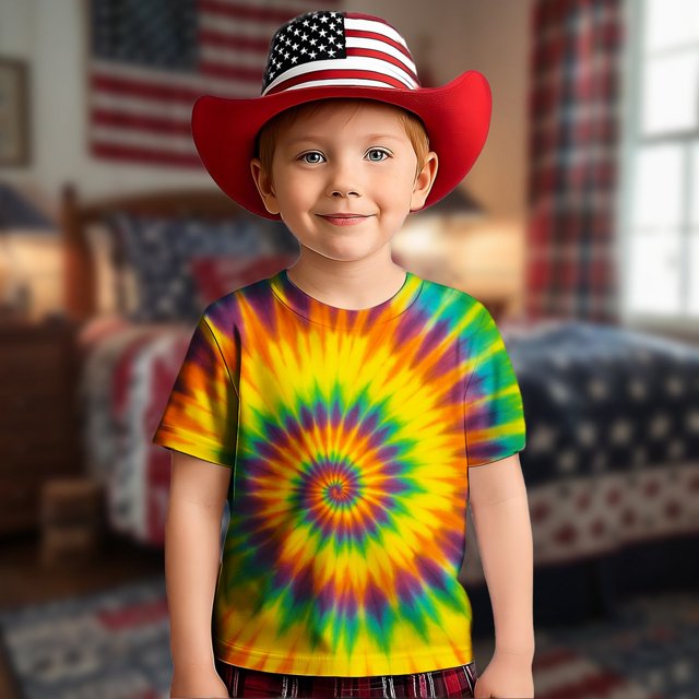 Hauts et T-Shirts pour Filles - T-Shirt Graphique à Manches Courtes Imprimé Tourbillon Col Rond Décontracté Confortable pour Usage Quotidien pour Tout-Petits et Enfants 2-13 Ans