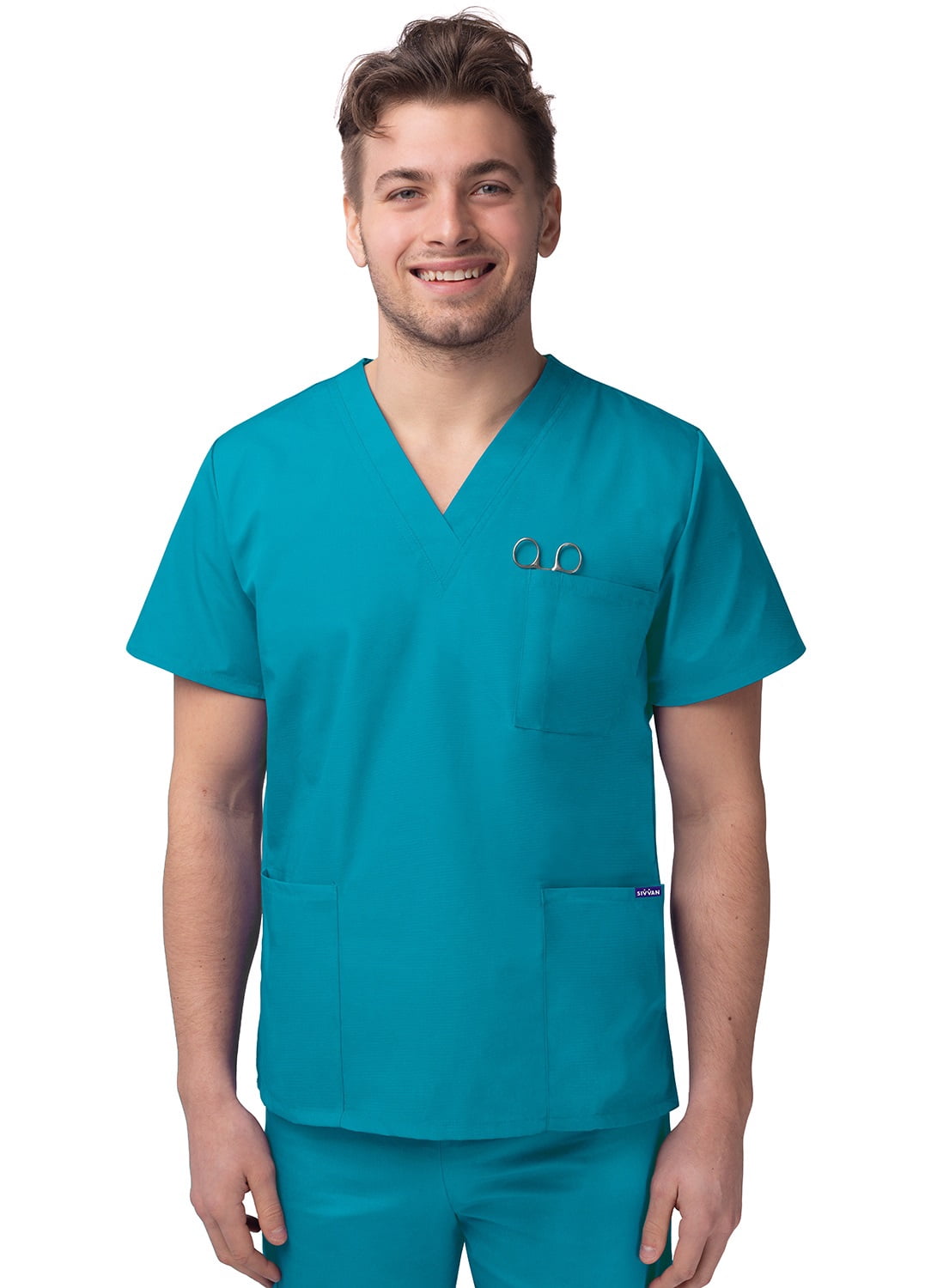 Sivvan Unisex V-Neck 3 Pocket Scrub Top (Available in 15 Colors)
