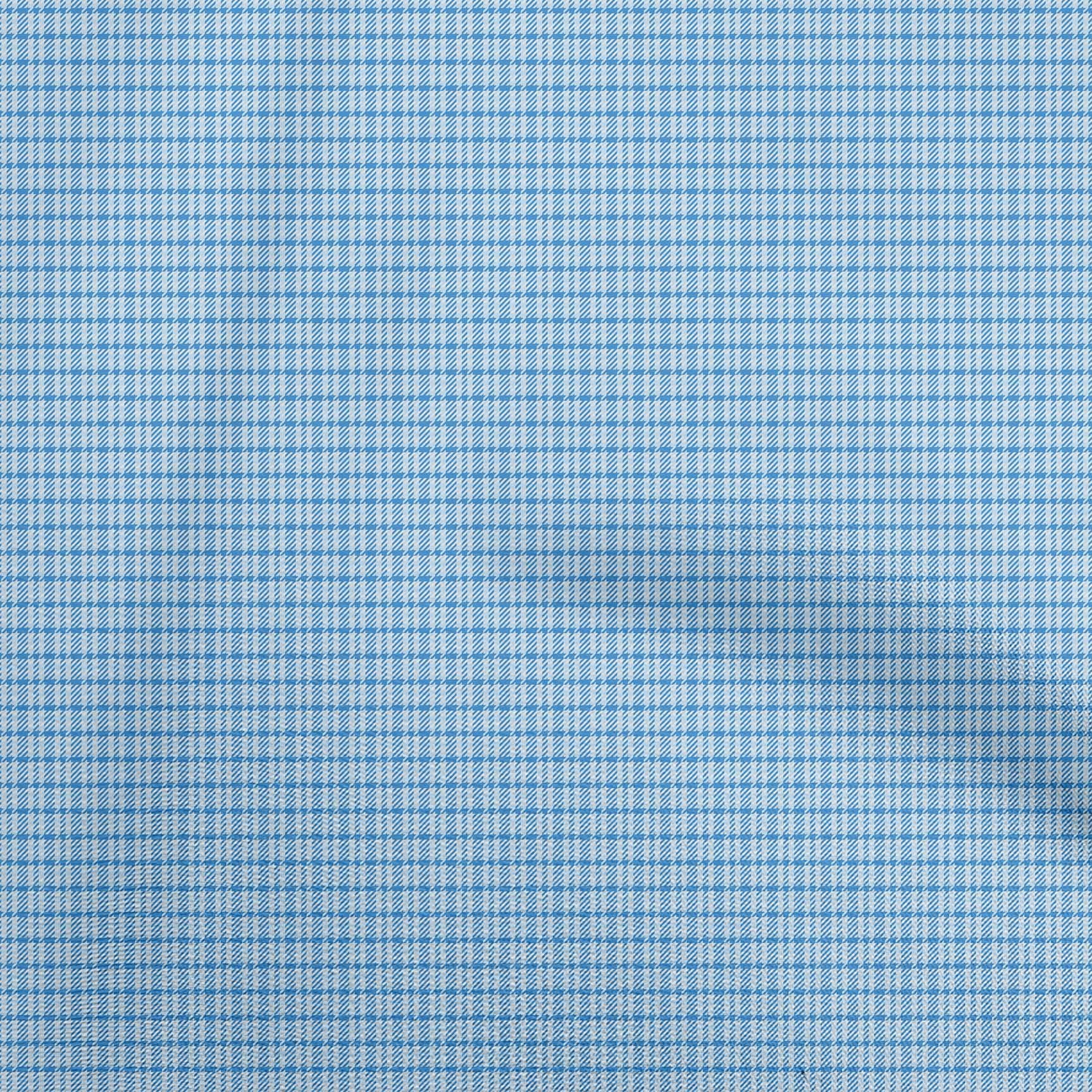 oneOone Polyester Spandex Medium Blue Fabric Check Houndstooth Dress Material Fabric Print Fabric By The Yard 56 Inch Wide