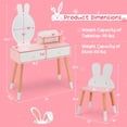 thumbnail image 2 of Gymax Kid Vanity Set Makeup Table Stool with Drawer Shelf Wood Leg Rabbit Mirror White, 2 of 10
