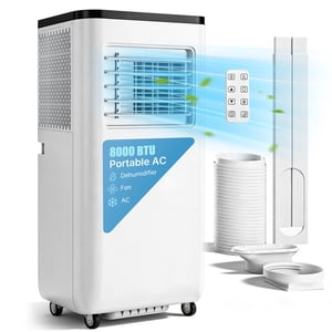 HUMSURE 8000BTU Portable Air Conditioners, Portable AC Unit Cooling, Dehumidifying & Fan for Bedroom, Apartment, Dorm & Rooms Up to 300 Sq. Ft, Sleep Mode, 24-Hr Timer, Remote, Window Kit