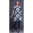 thumbnail image 4 of Bimba Kurtis Courtes pour Femmes Imprimées à Col Mandarin Robe à Manches Retroussables, 4 of 6