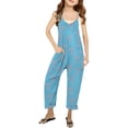 thumbnail image 1 of Girls Overall Bow Print Jumpsuits Rompers for Girls Sleeveless Rompers with Pockets Girls Outfits Size 6-7 Y, 1 of 5