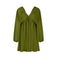 thumbnail image 2 of Robe Longueur Genou pour Femmes Col en V Longueur Genou Robe à Manches Longues Aguichant Rétro Robe Ample Aguichant Longue Robe pour Femmes Robe Ample pour Femmes Longue Robe Aguichant pour Femmes, 2 of 5