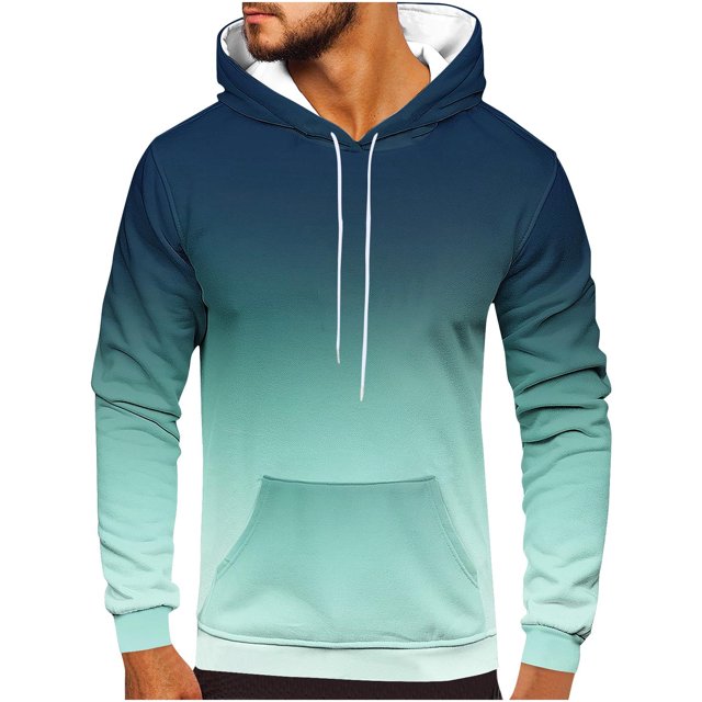 Rbaofujie Chandails pour Hommes Hommes Décontracté Mode Col Rond Poches Imprimé Dégradé Chandail à Enfiler Manches Longues Hauts Chandail à Capuche Chandails à Capuche Tendance