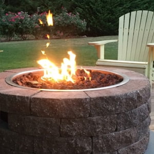 31" Round Drop-in Fire Pit Pan – Stainless Steel Propane & Natural Gas Insert with Spark Ignition Kit, 48,000 BTU for DIY Fireplace