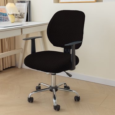 Nvzi Housses de Chaise d'Ordinateur de Bureau Extensibles Housse de Chaise d'Ordinateur 2 Pcs Housse de Chaise de Bureau Universelle Housses de Chaise Rotative de Bureau Protecteur-Noir