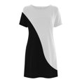 thumbnail image 3 of Womens Summer Plus Size Dresses Casual Color Block Patchwork Print Mini Sundress Tunic Round Neck Short Sleeve Dress, 3 of 5
