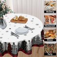 thumbnail image 2 of Nappe Ronde de Noël 60 Pouces Hiver Arbres de Noël Flocon de Neige Carreaux Buffalo Noirs et Rouges Nappe de Table Polyester de Fête de Noël Couverture de Table Ronde pour Salle à Manger Déco Maison, 2 of 6