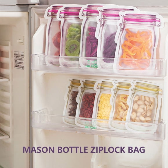 YOPTOP 20pcs Mason Jar Bags 3 Size Zip Lock Food Storage Bags Reusable Food Saver Bags for Food Sandwich Baking Biscuits Sweets Snack Bag