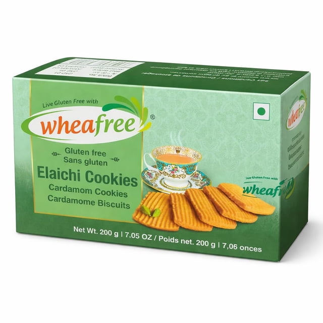 Wheafree Gluten-Free Elaichi Bakery Biscuits – Lactose-Free Millet Cookies, No Palm Oil, Crunchy and Crispy Cardamom Tea Snack, Long Shelf Life - 200g (PACK OF 2)