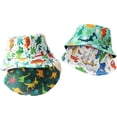 thumbnail image 5 of Kids  Cartoon Sun Protection Hat Wide Brim Dinosaur Print Baby Bucket Hats Cap, 5 of 5