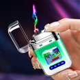 thumbnail image 1 of Big Savings! Creative Gradient Color Lighter, Outdoor Windproof Lighter with Double Arcs, Cool Transparent Lighter for BBQ, Camping, and Fire Starting, 1 of 6