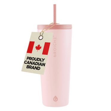GROSCHE JASPER Insulated Tumbler with Straw - 23oz, Peach Rose Pink