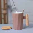 thumbnail image 1 of Birdeem Ceramic Mug with Lid,Wood Handle Ceramic Mug Office Mugs Holiday Event Gift Mugs, 1 of 6