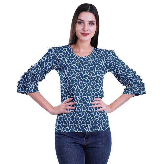 Moomaya T-Shirts Décontractés pour Femmes en Coton Grande Taille à Manches 3 /4 à Col Rond